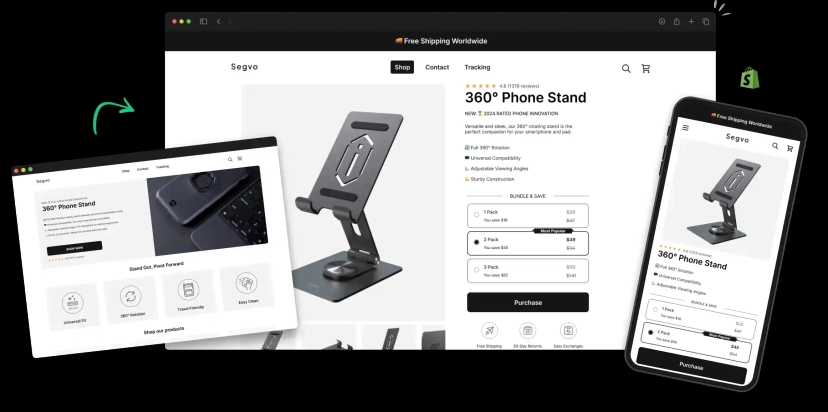 Example of a store created with our dropshipping store builder