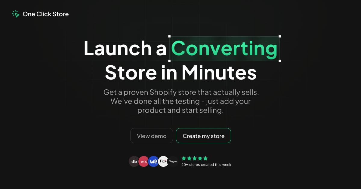 0- One Click Store - Shopify website builder